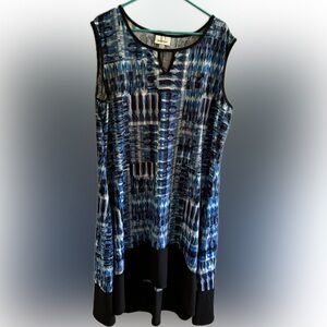 Avenue Blue Patterned Sleeveless Dress